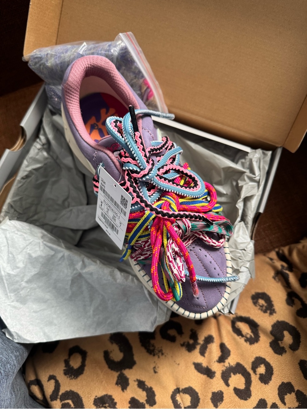 Women's Lavender Athletic Sneaker with Multicolor Laces